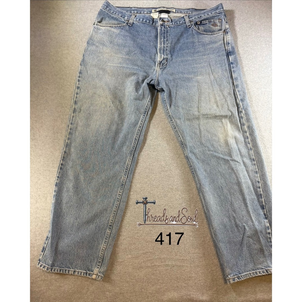 Harley-Davidson Mens Light Wash Straight Leg Denim Jeans 40x30 99024-07VM